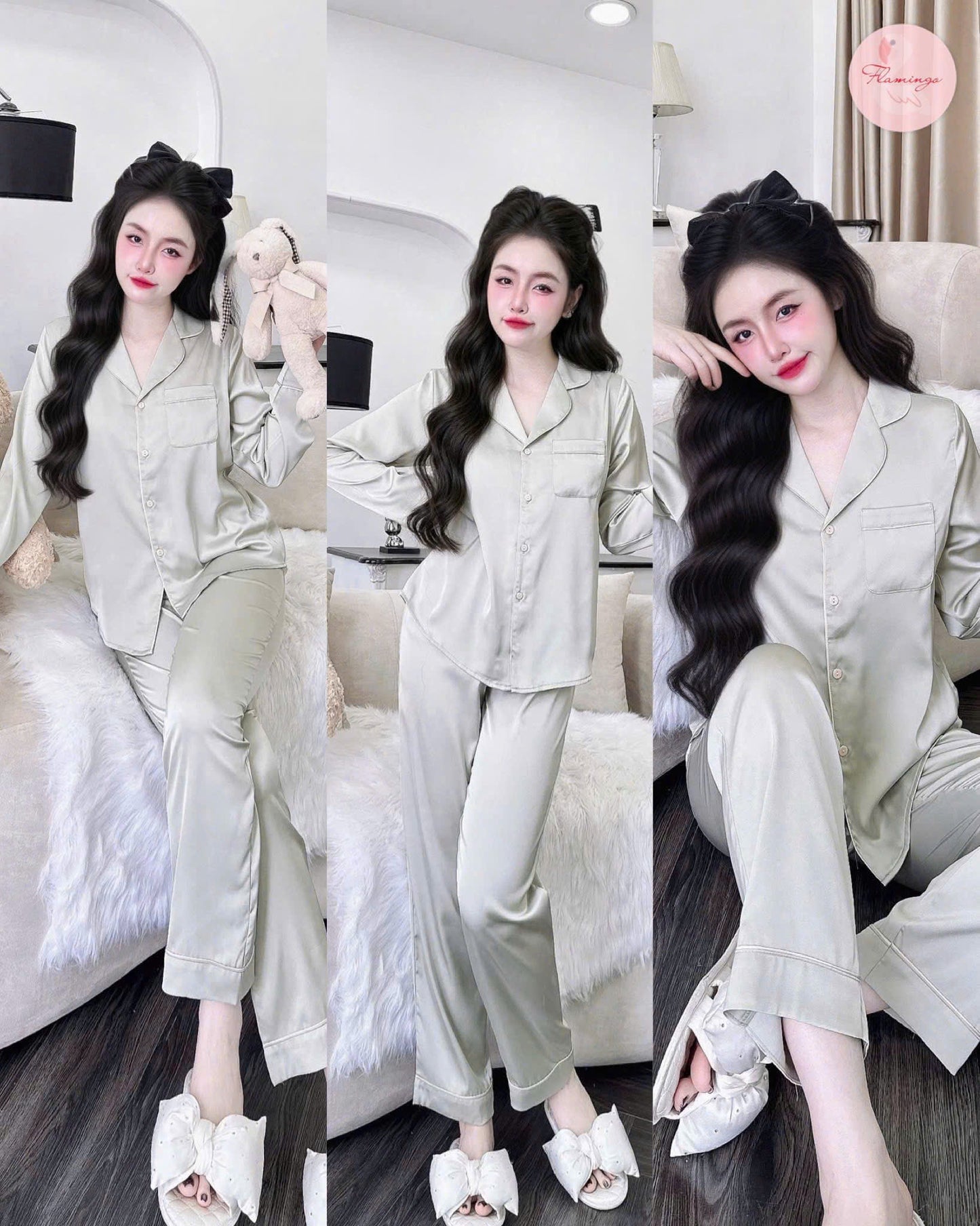 Bộ ngủ cao cấp lụa latin trơn