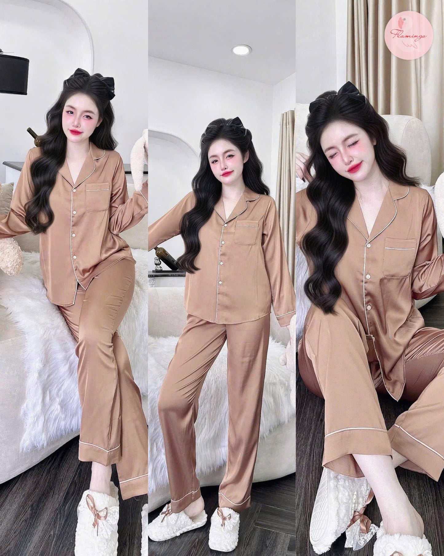 Bộ ngủ cao cấp lụa latin trơn