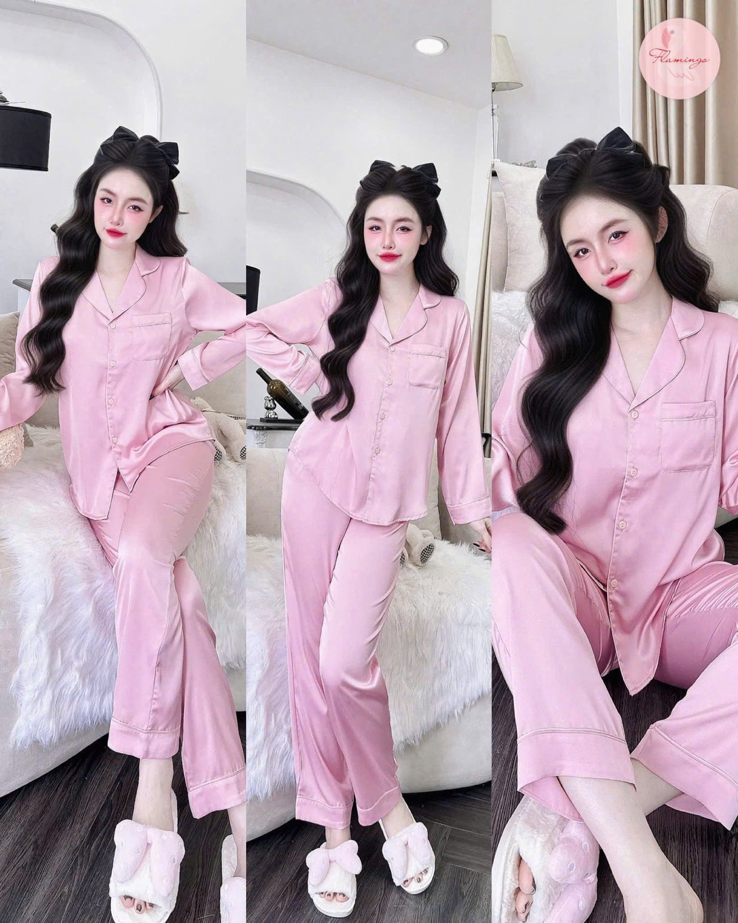 Bộ ngủ cao cấp lụa latin trơn