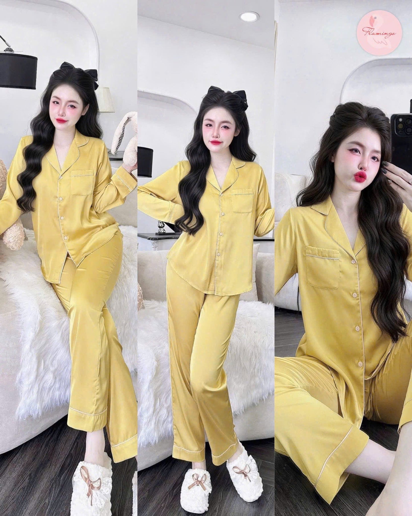 Bộ ngủ cao cấp lụa latin trơn