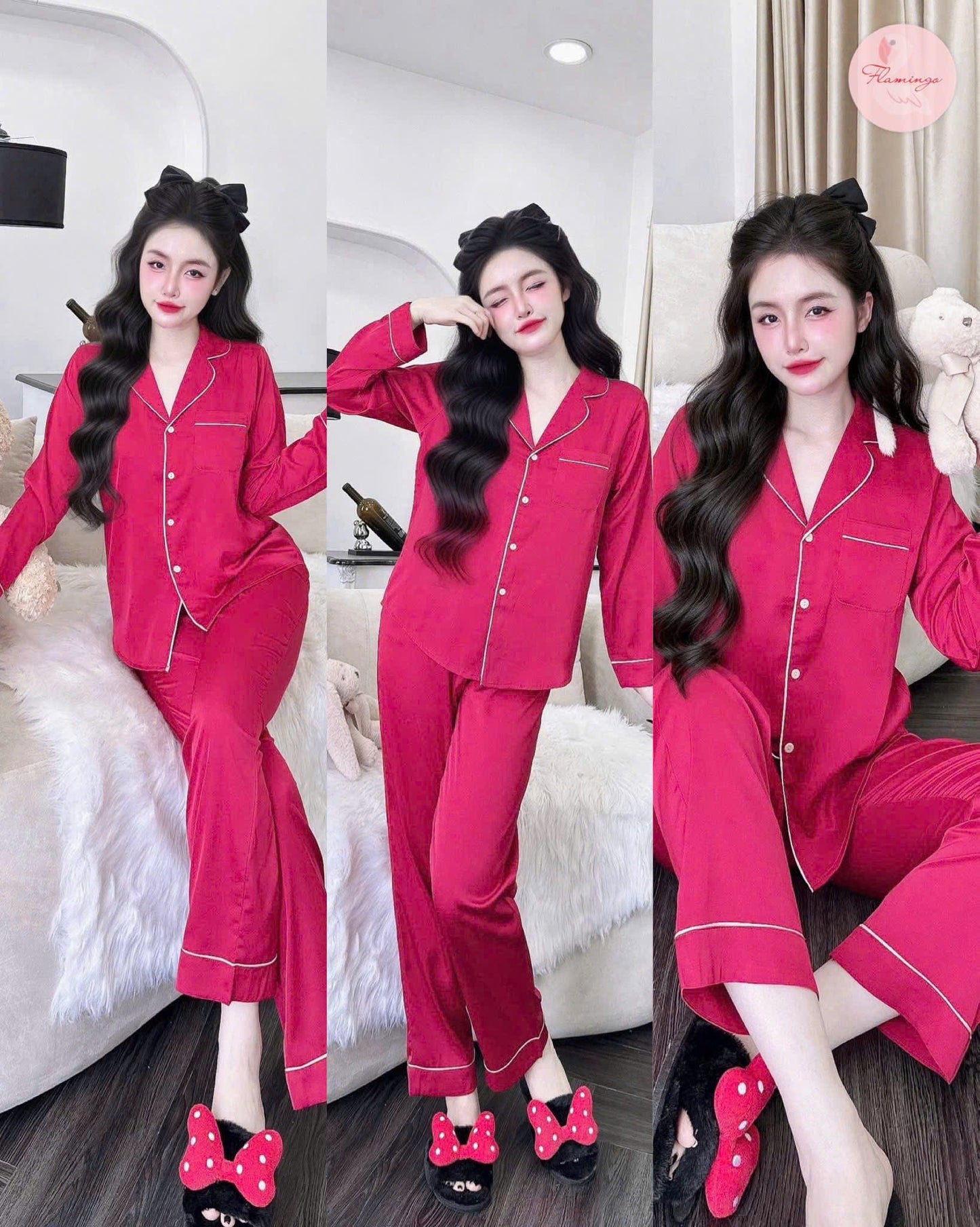 Bộ ngủ cao cấp lụa latin trơn