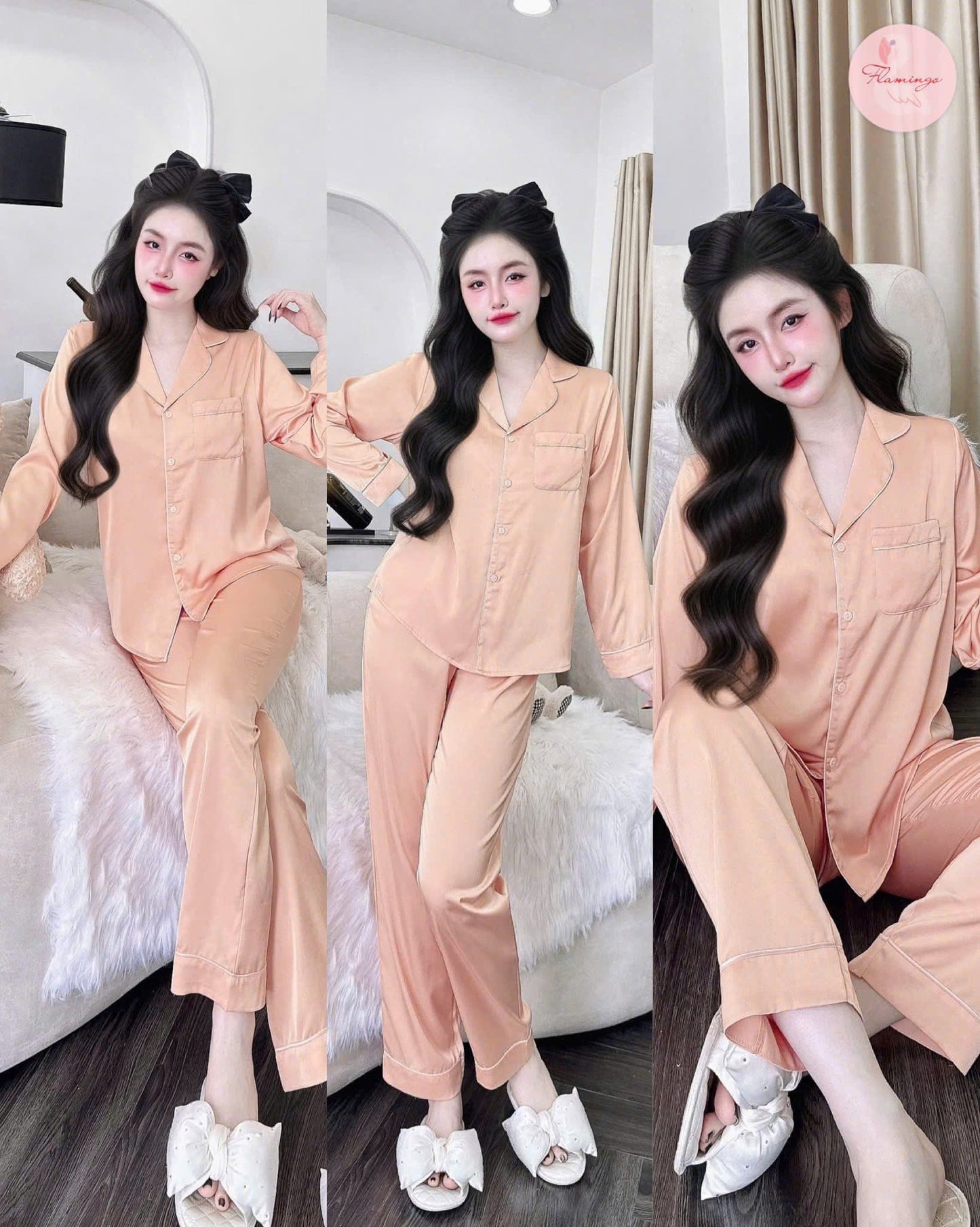 Bộ ngủ cao cấp lụa latin trơn