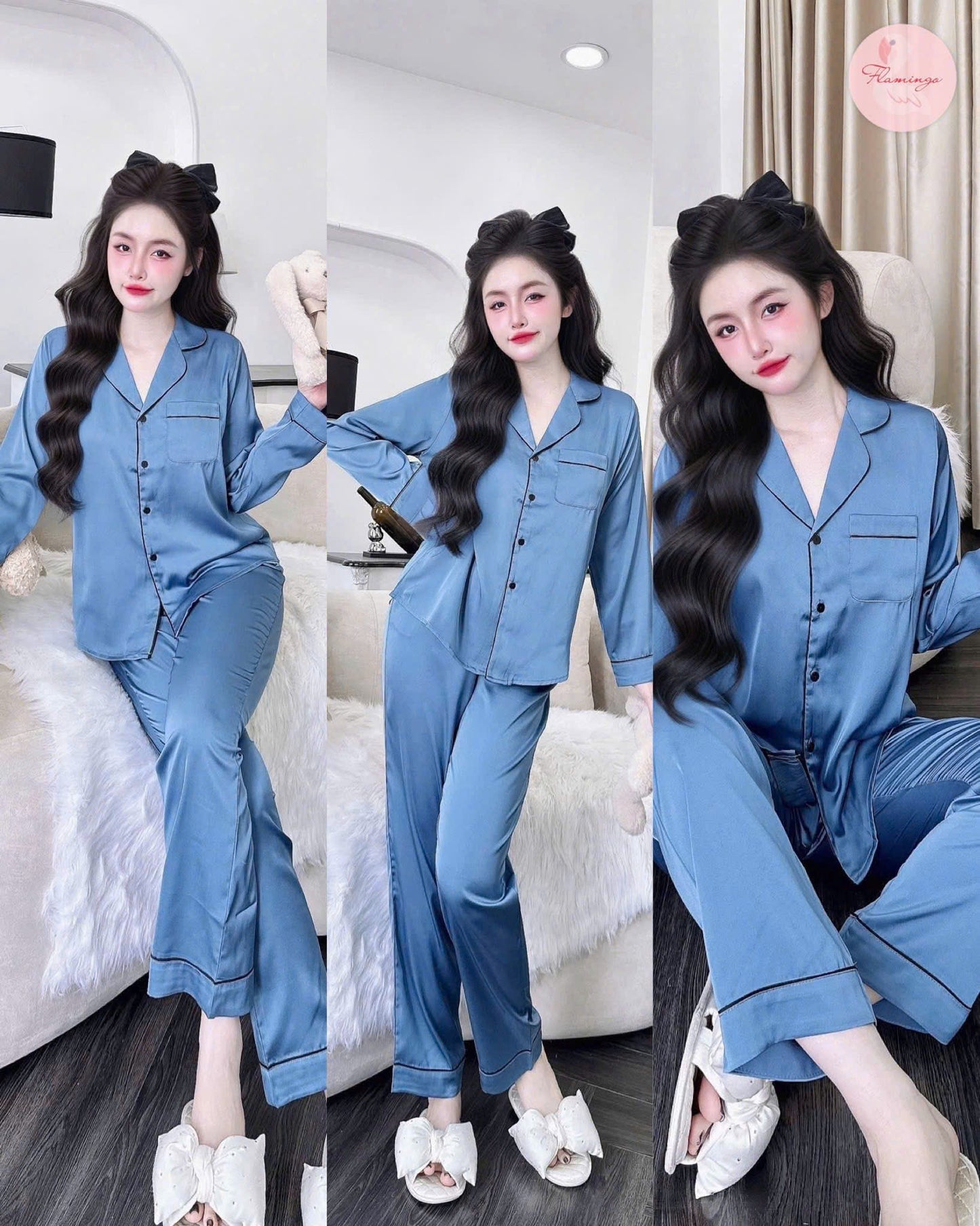 Bộ ngủ cao cấp lụa latin trơn