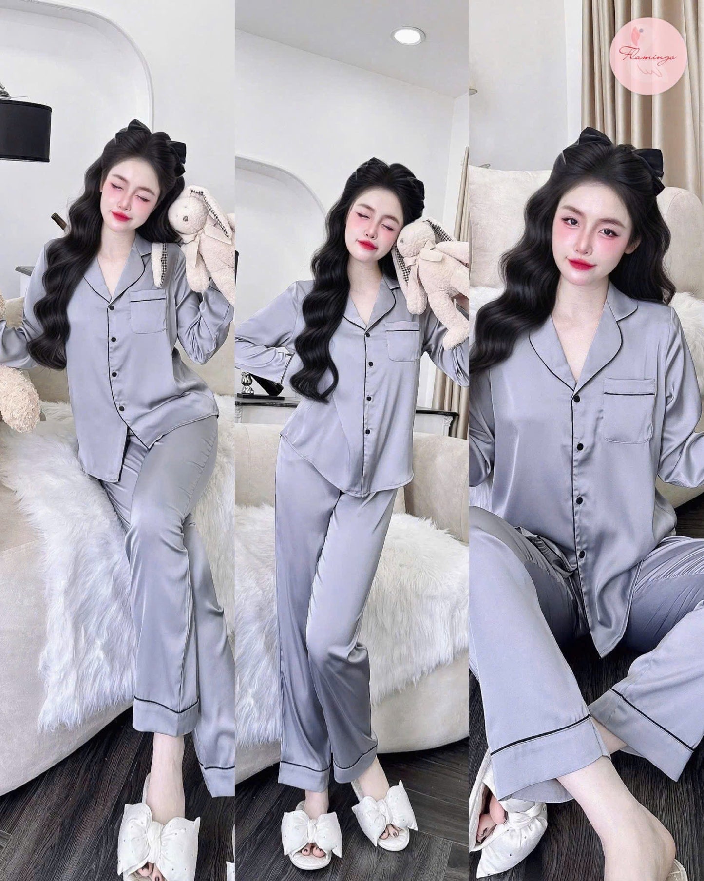 Bộ ngủ cao cấp lụa latin trơn