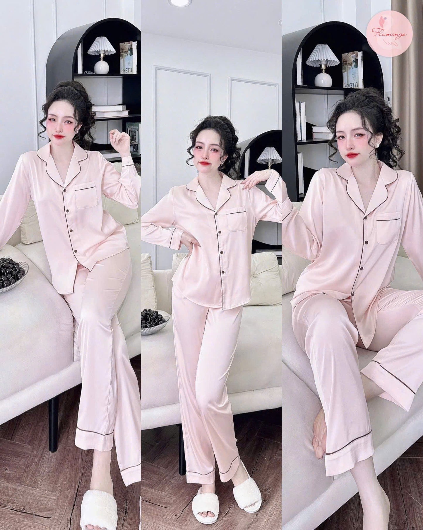 Bộ ngủ cao cấp lụa latin trơn