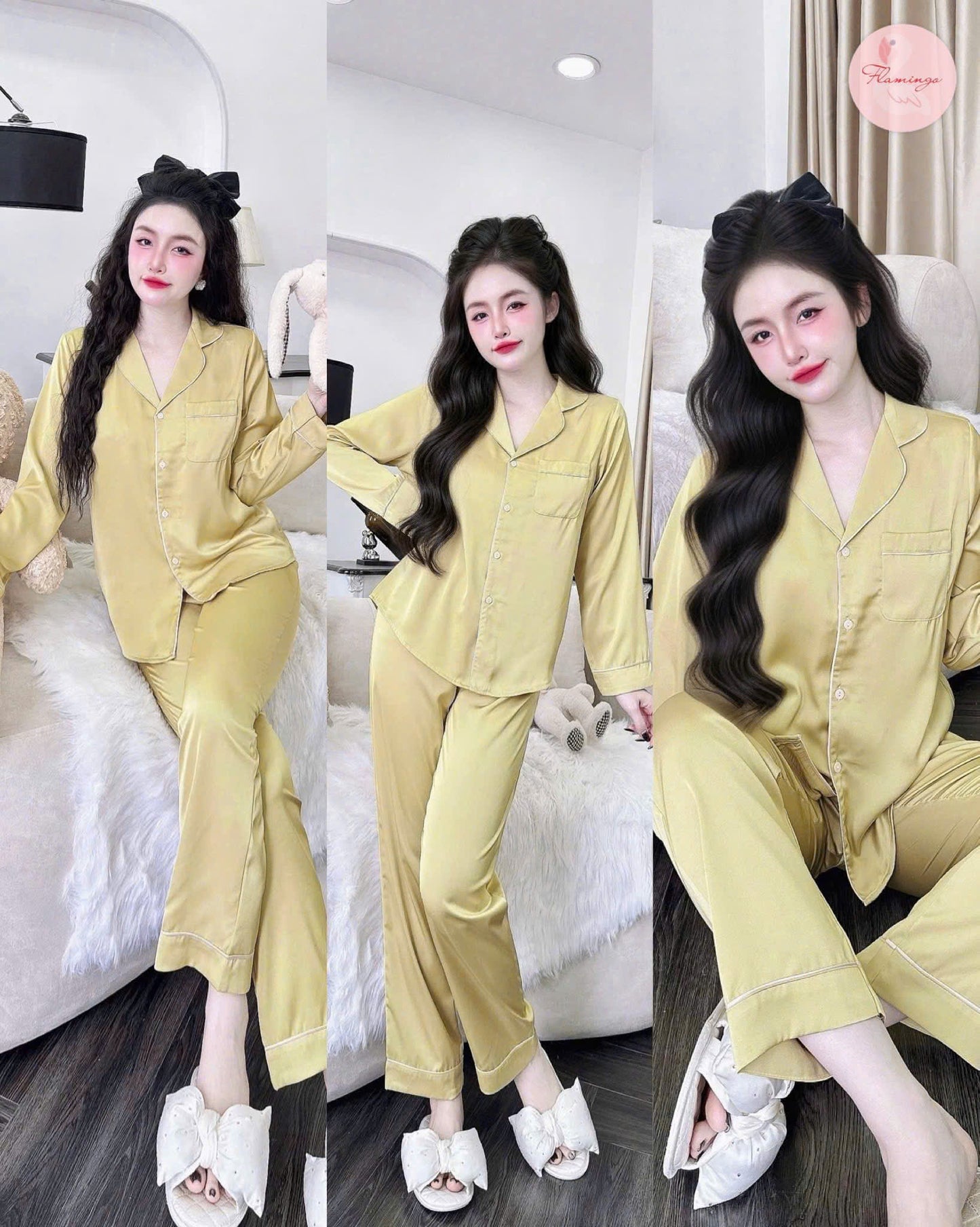 Bộ ngủ cao cấp lụa latin trơn