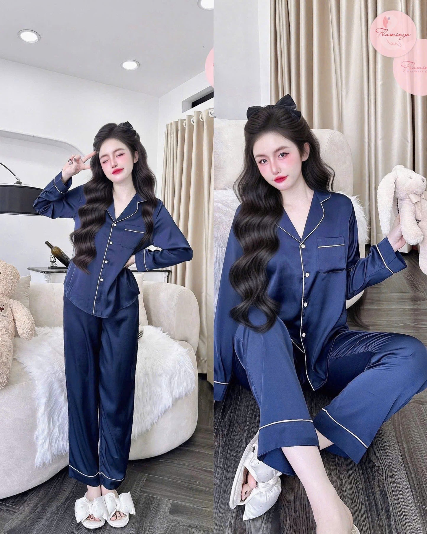Bộ ngủ cao cấp lụa latin trơn