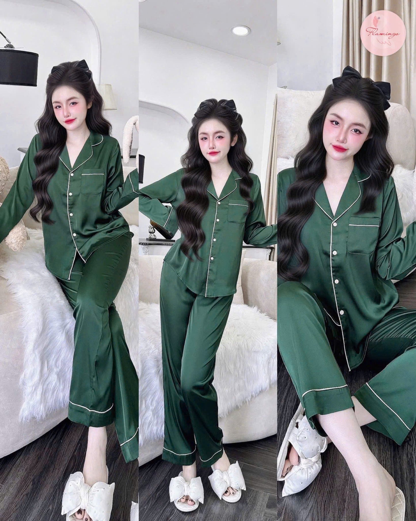 Bộ ngủ cao cấp lụa latin trơn