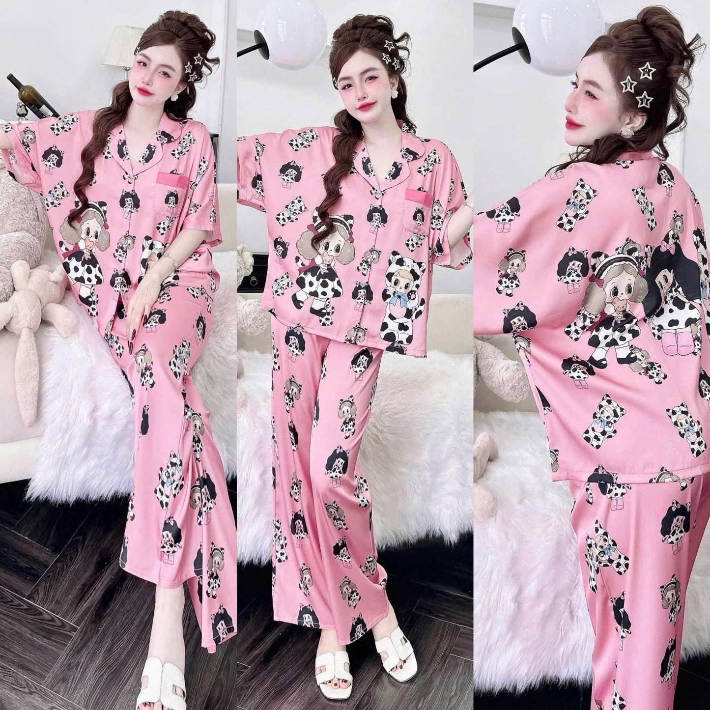 Bộ ngủ áo cánh dơi hoạ tiết cute