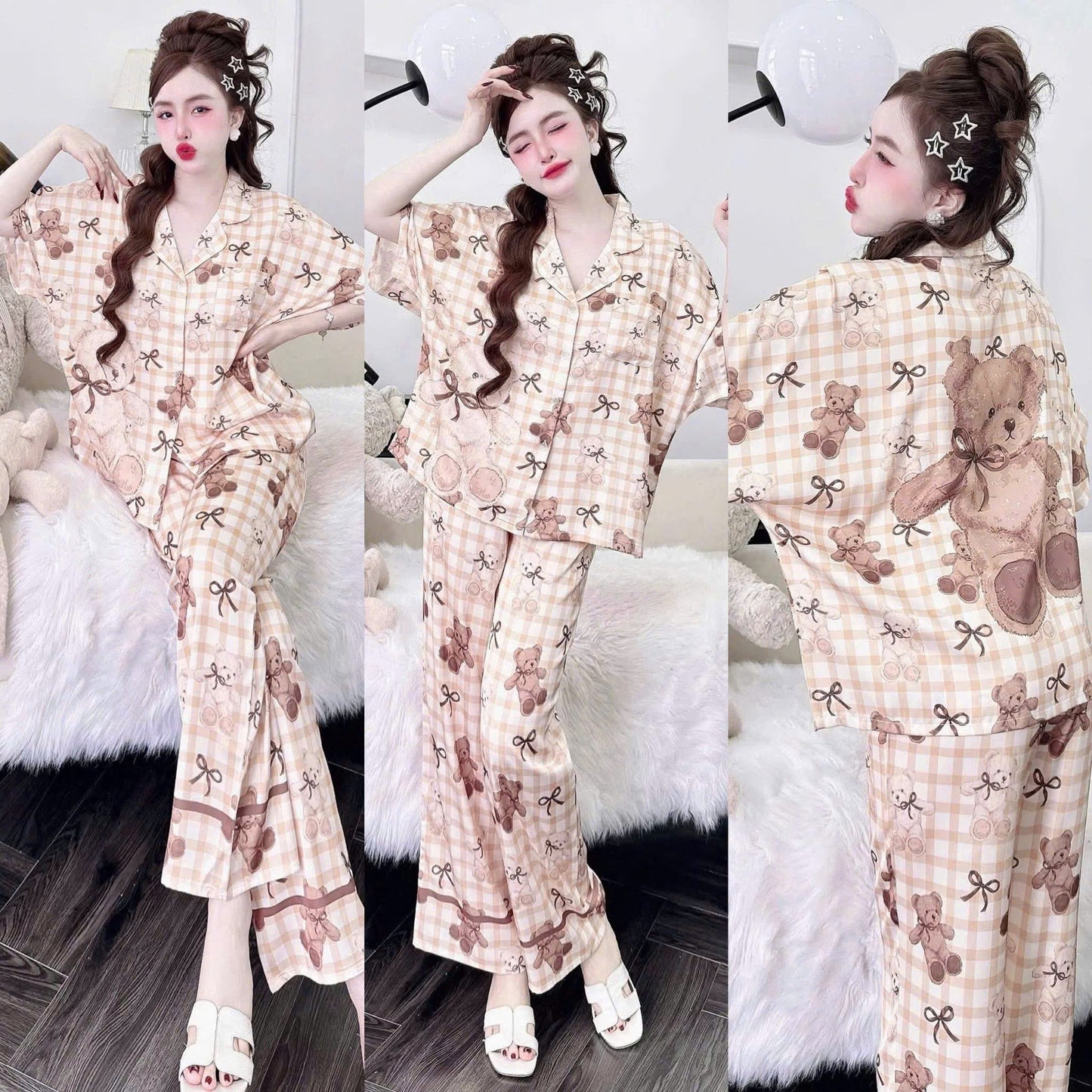 Bộ ngủ áo cánh dơi hoạ tiết cute