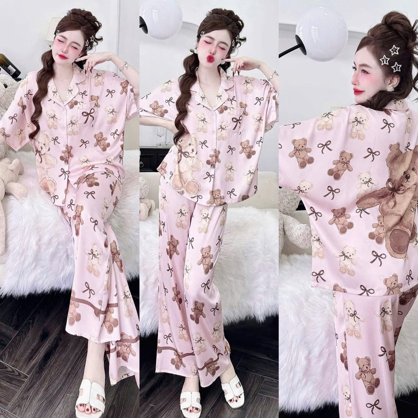 Bộ ngủ áo cánh dơi hoạ tiết cute