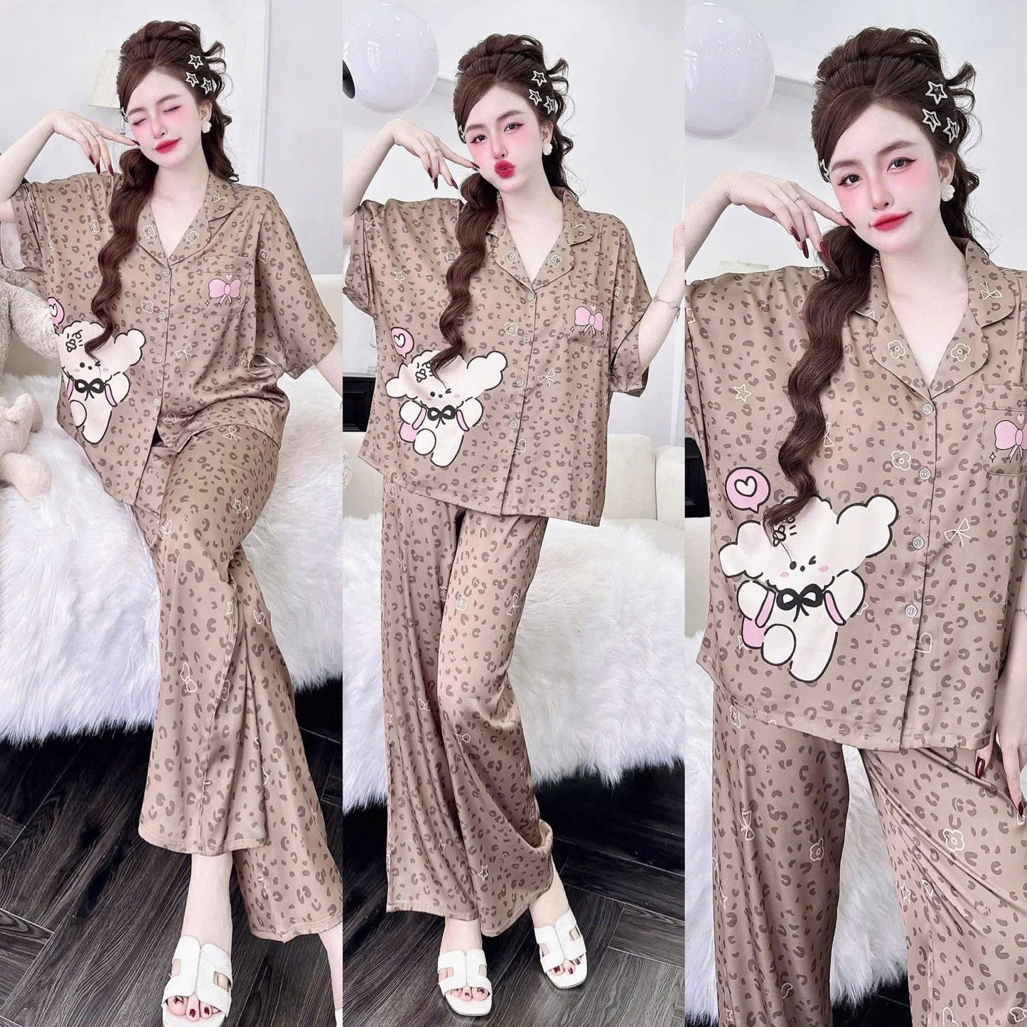 Bộ ngủ áo cánh dơi hoạ tiết cute