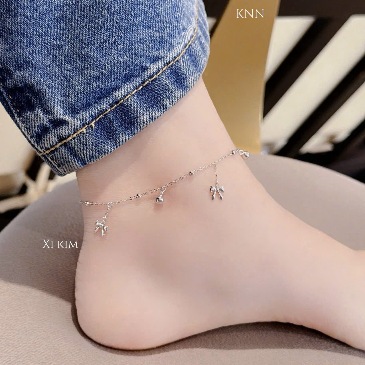 Lắc chân bạc xi kim sợi mảnh
