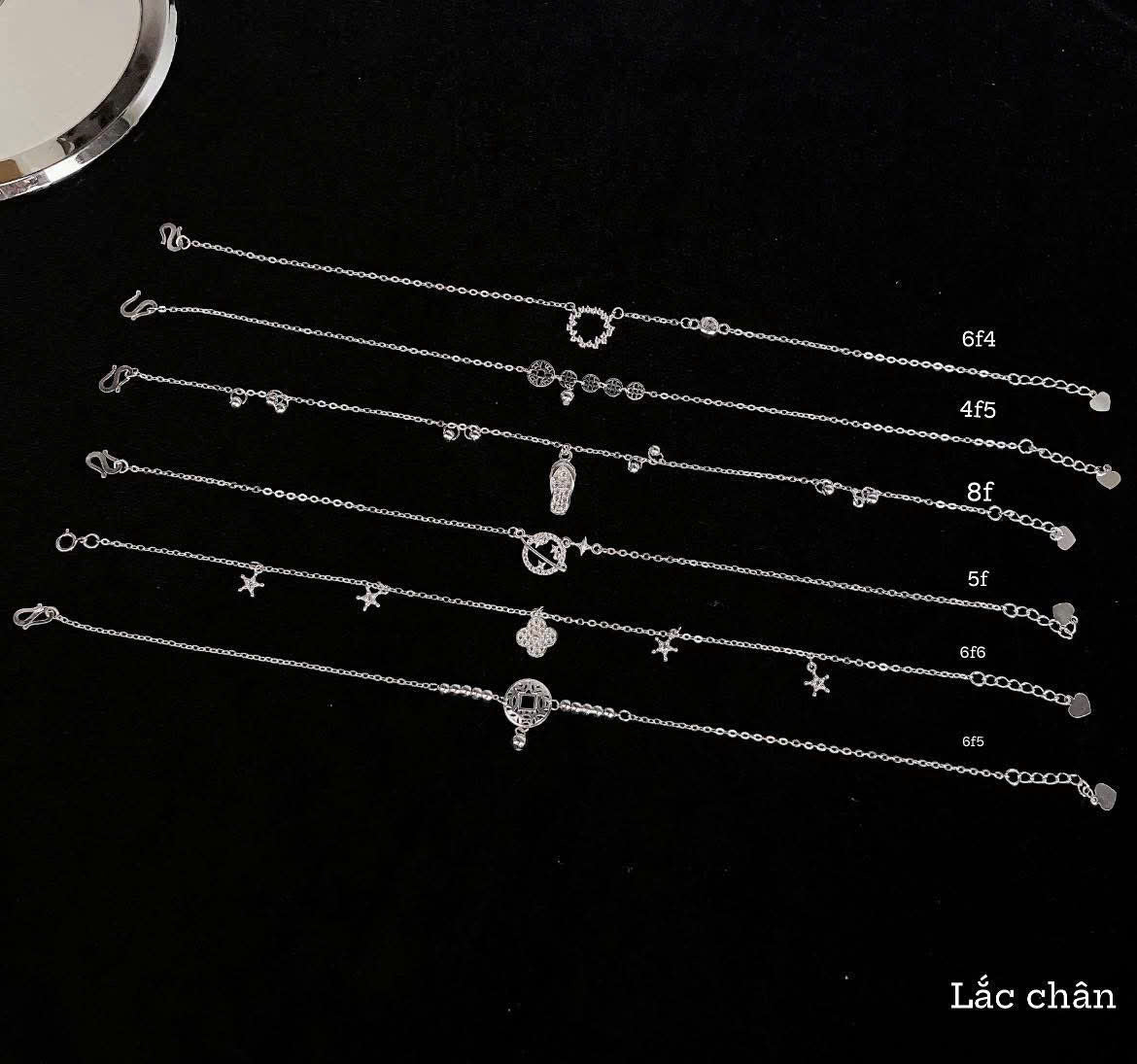 Lắc chân bạc nhiều charm cực sáng