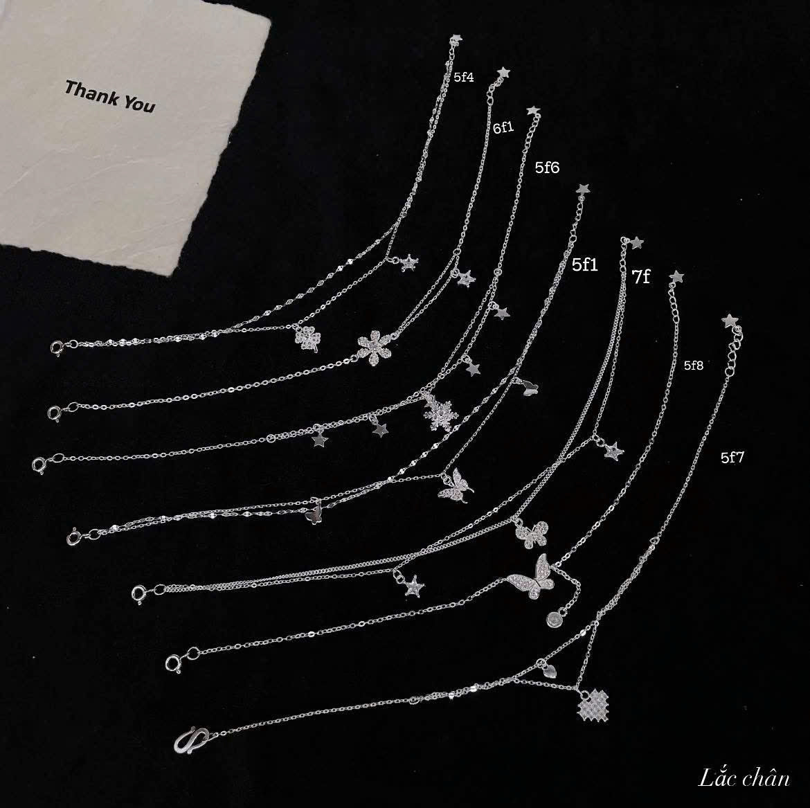 Lắc chân bạc nhiều charm cực sáng