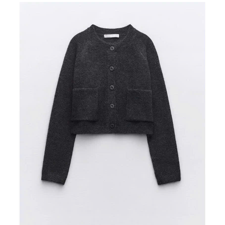 Áo khoác nhẹ cardigan Zara xám tiêu đen