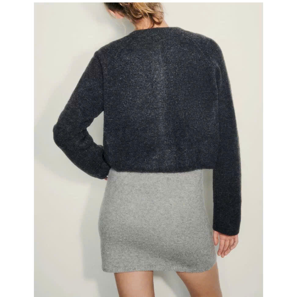 Áo khoác nhẹ cardigan Zara xám tiêu đen