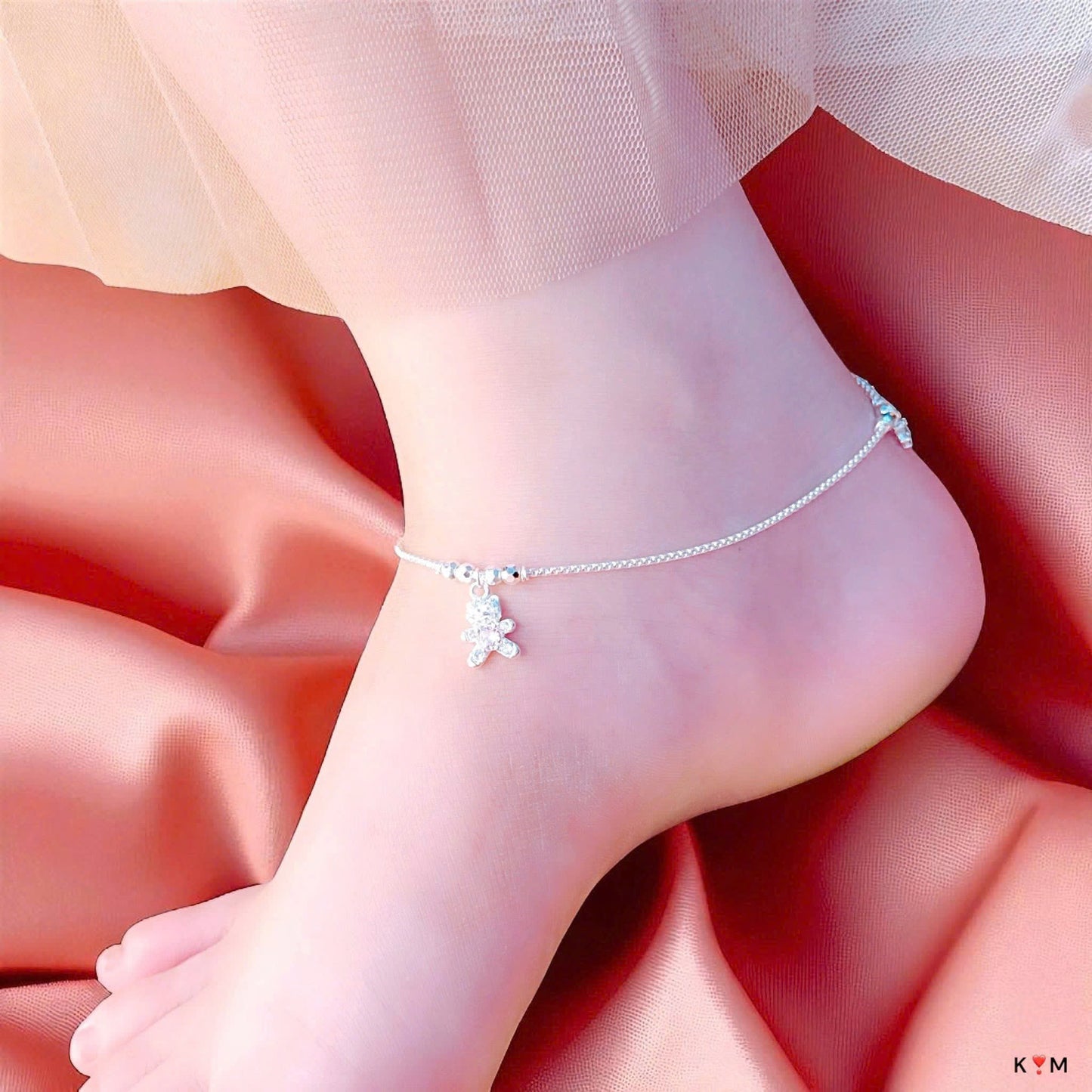 Lắc chân bạc phối charm siêu sáng siêu bling bling