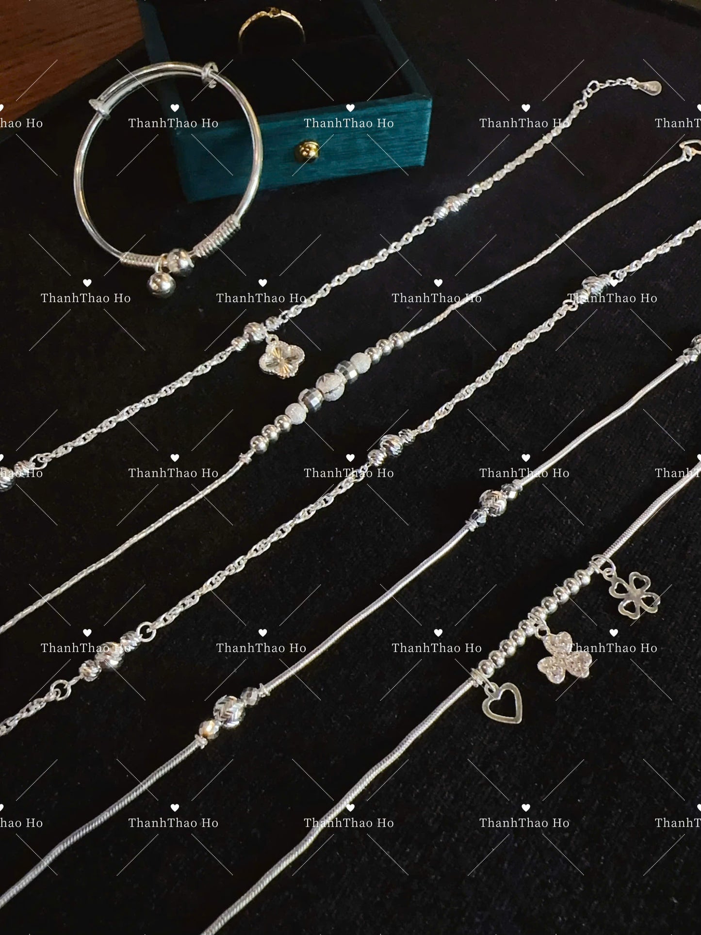 Sẵn lắc chân bạc chuẩn xịn mới về, dây dày, đặt làm cực xinh
