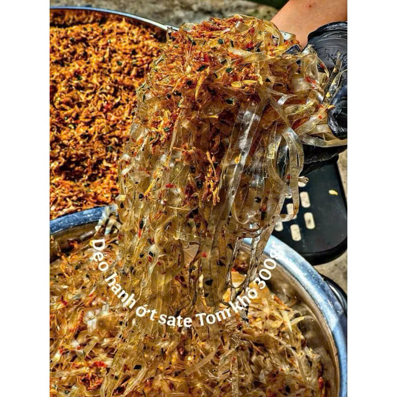 Bánh tráng dẻo hành sate tôm khô