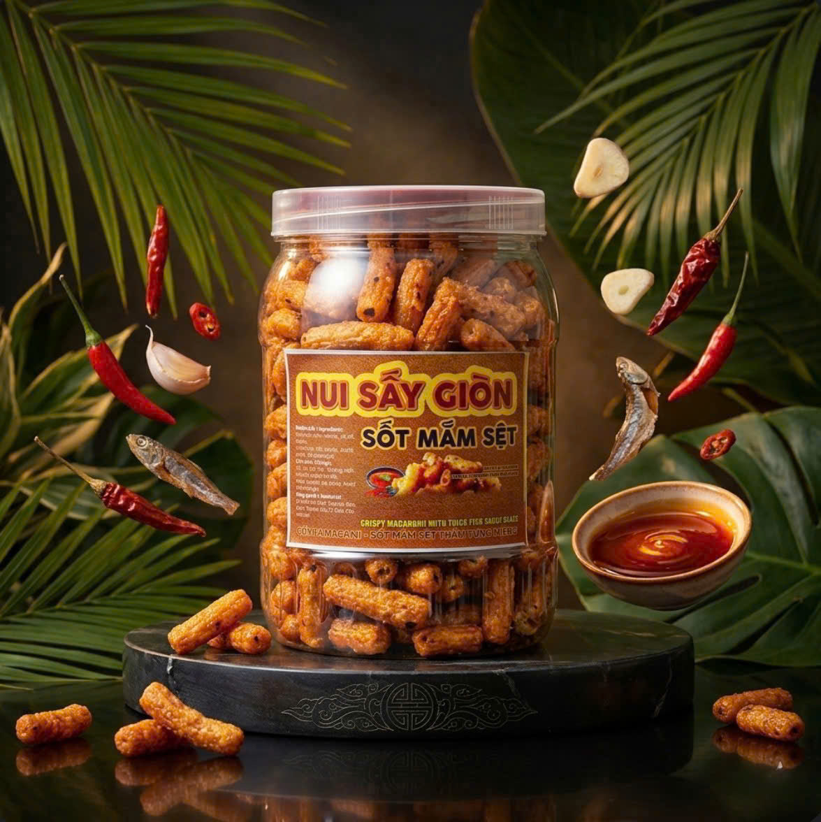 Nui sấy giòn sốt mắm sệt